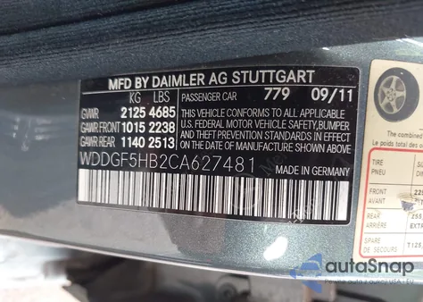 2012 Mercedes-Benz C 350 Sport from USA, damaged, VIN WDDGF5HB2CA627481